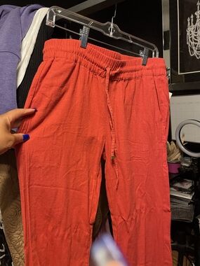 Bright Coral Drawstring Lounge Pants